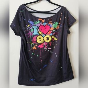 Source Unknown Black 'I Love the 80's' Graphic Tee